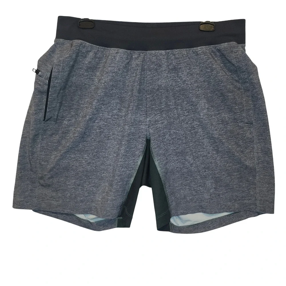 Lululemon Mens Heathered Grey Athletic Gym Training Shorts Liner Pocket 3830